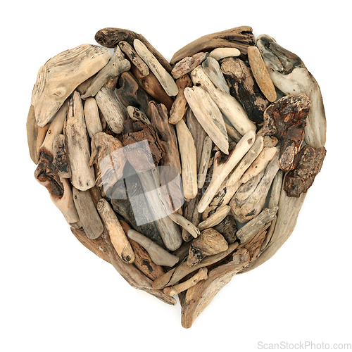 Image of Heart Shaped Rustic Driftwood Composition