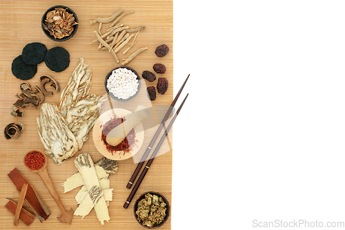 Image of Ancient Chinese Herbal Medicine with Herbs and Spice