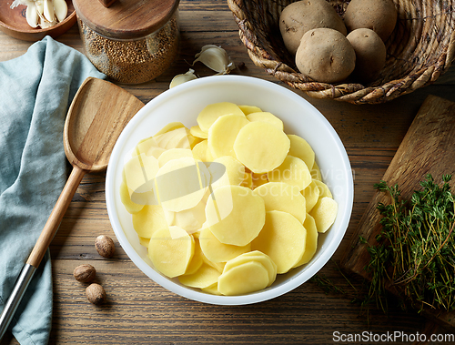 Image of fresh raw potato slices