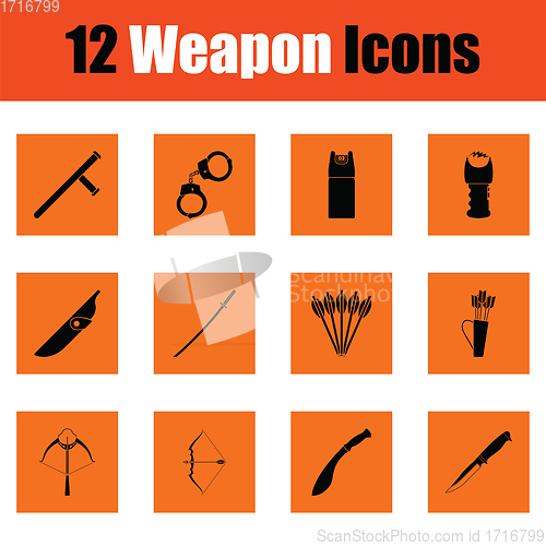 Image of Set of twelve weapon icons