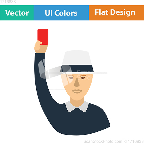 Image of Cricket umpire with hand holding card icon