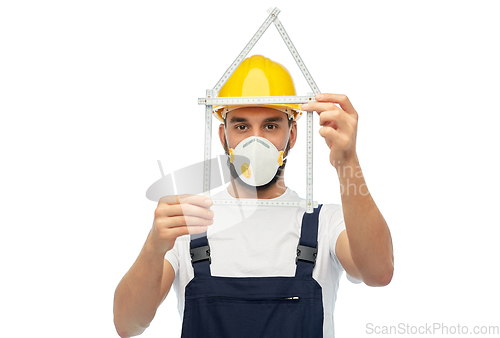 Image of male worker or builder with carpenter's rule