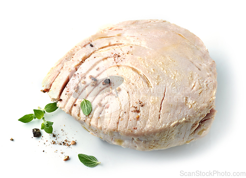 Image of canned tuna fish piece