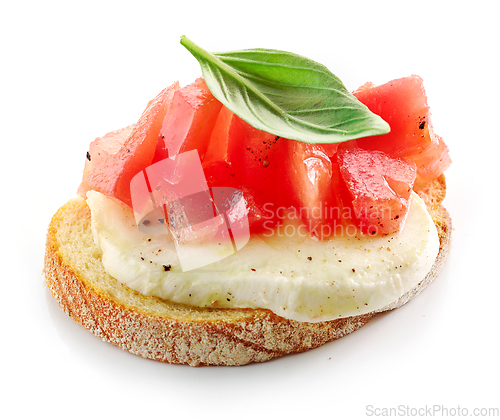 Image of bruschetta with tomato and buffalo mozzarella