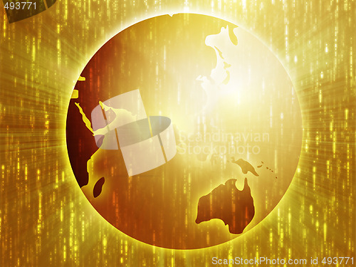 Image of Map of Asia on globe  illustration