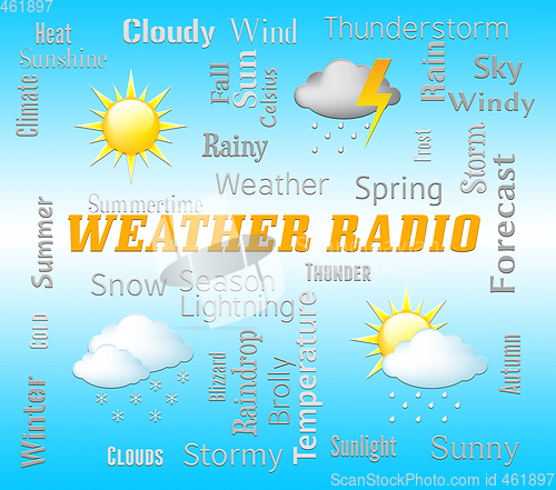 Image of Weather Radio Means Forecast Broadcasting And Media