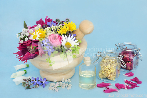 Image of Preparation of Herbs and Flowers for Natural Plant Medicine 