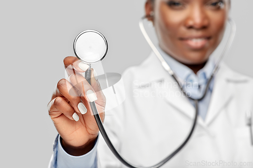 Image of african american female doctor with stethoscope