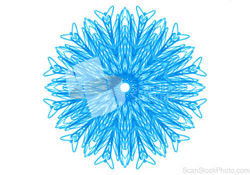 Image of Abstract blue shape like a snowflake on a white