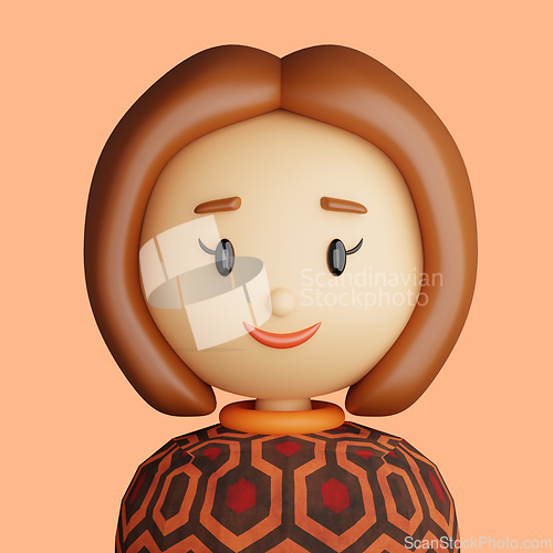 Image of 3D cartoon avatar of smiling woman