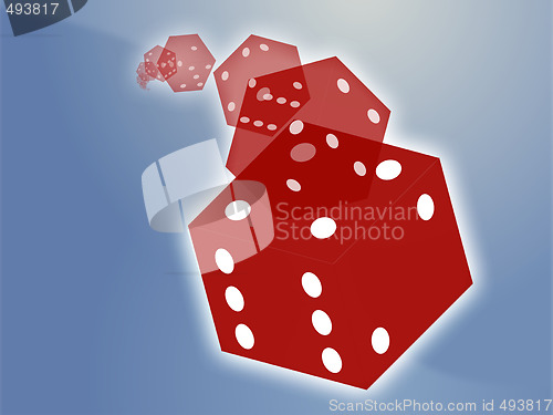 Image of Rolling red dice illustration