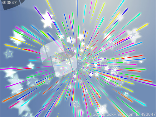 Image of Bursting flying stars illustration