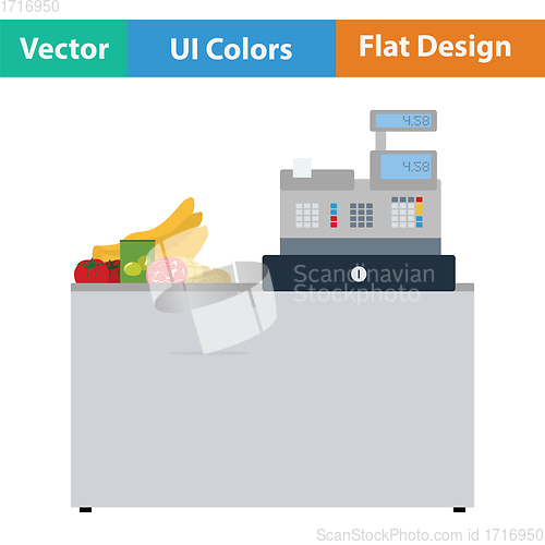 Image of Supermarket store counter desk icon