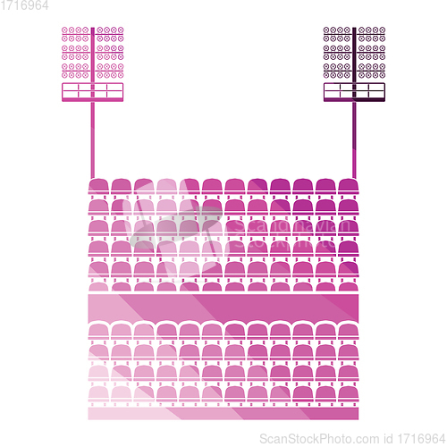 Image of Stadium tribune with seats and light mast icon