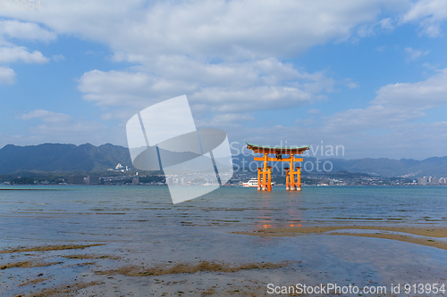 Image of Itsukushima with blue sky