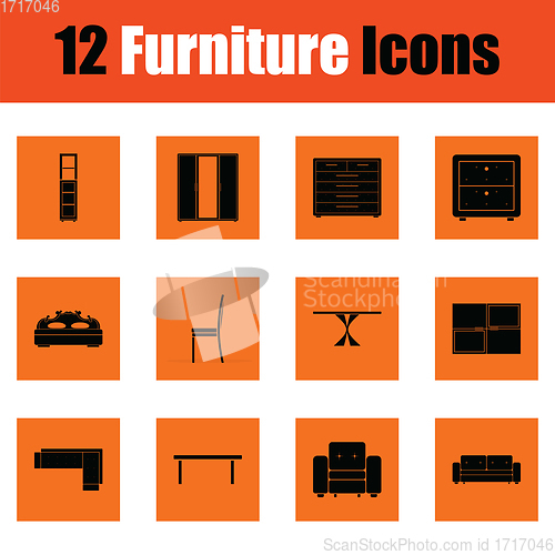 Image of Home furniture icon set