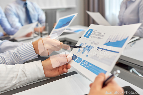 Image of business team with papers meeting at office