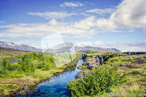 Image of Turquoise river stream in wild icelandic nature