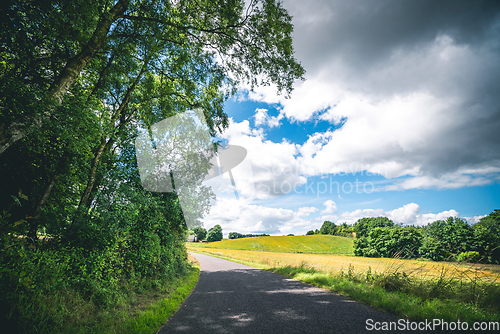 Image of Countryside landscape with an asphalt road