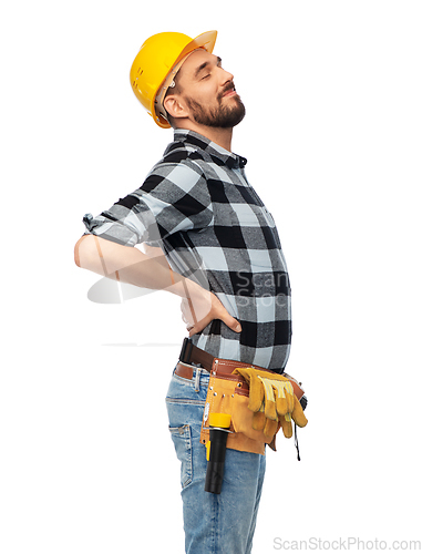 Image of male worker or builder having back ache