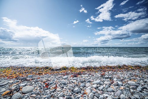 Image of bay, gravel, ende, scandinavia, nordic, fresh, horizontal, waves