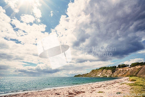 Image of Beach with cliffs on a scandinavian seashore