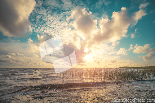 Image of Beautiful sunset by the sea