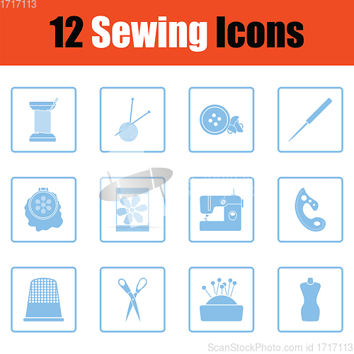 Image of Set of twelve sewing icons