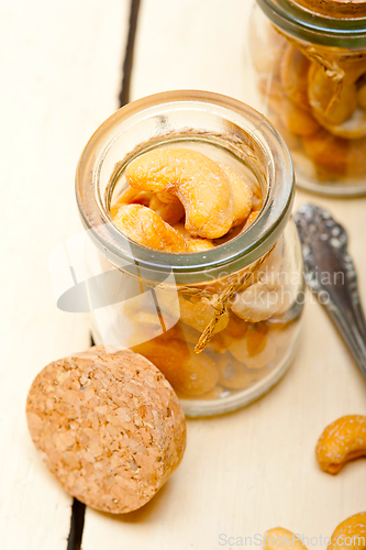 Image of cashew nuts on a glass jar