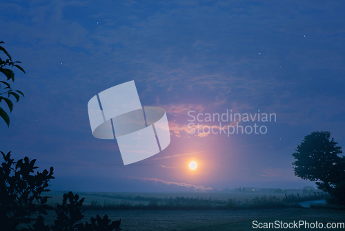 Image of Night scenery with full moon shining