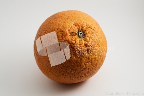 Image of an orange with a pronounced peel texture on a white background