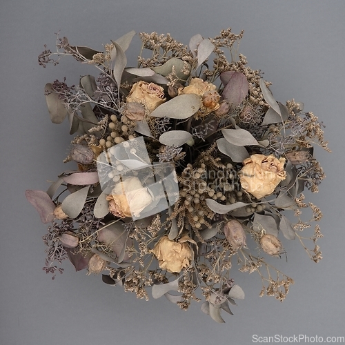 Image of bouquet of dried flowers on a neutral background