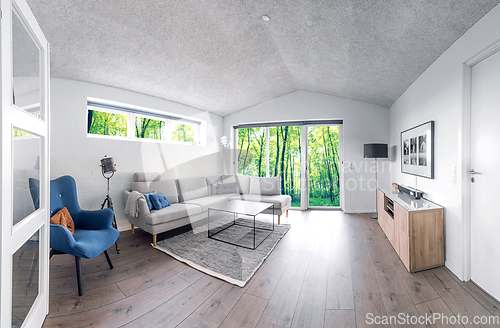 Image of Living room in Scandinavian design with trendy interiors