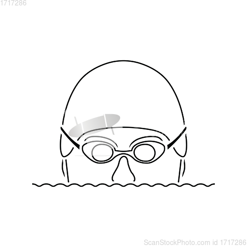 Image of Icon of Swimming man head with goggles and cap 