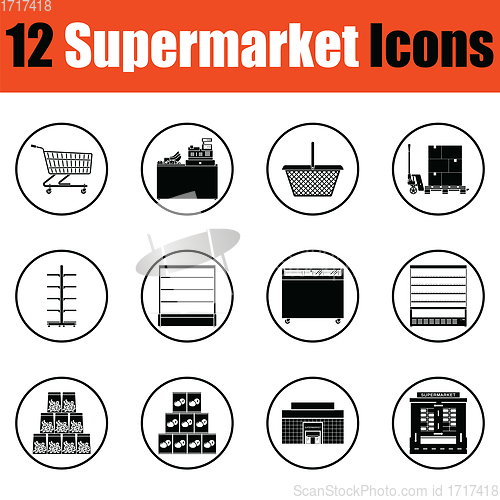 Image of Supermarket icon set