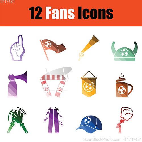 Image of Soccer fans icon set