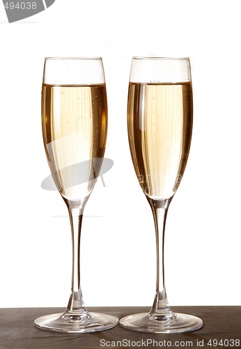 Image of Two elegant champagne glasses