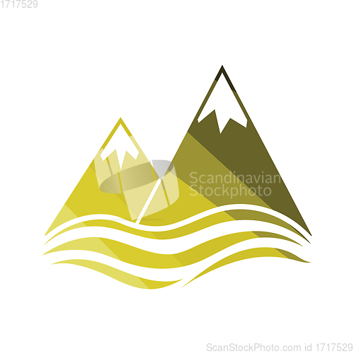 Image of Snow peaks cliff on sea icon