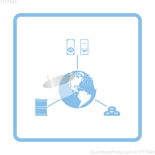 Image of Oil, dollar and gold with planet concept icon