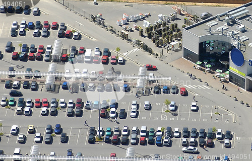 Image of aerial view of a supermarket