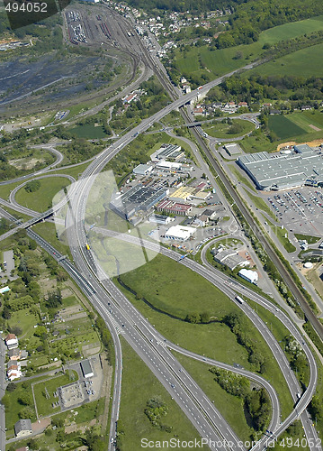 Image of Aerial view of a junction motorway  in France