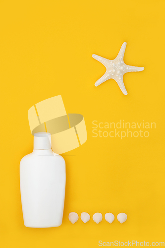 Image of Sunscreen Bottle for UV Sunbathing Protection 