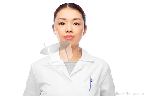 Image of asian female doctor in white coat
