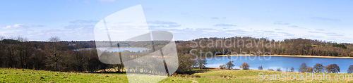 Image of Panorama landscape with blue lakes