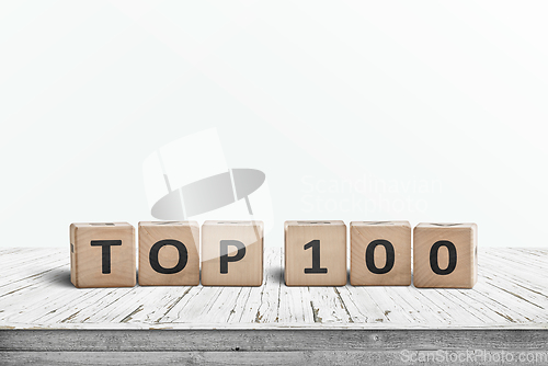 Image of Top 100 sign made of blocks