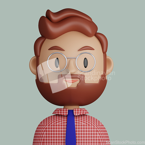 Image of 3D cartoon avatar of bearded man