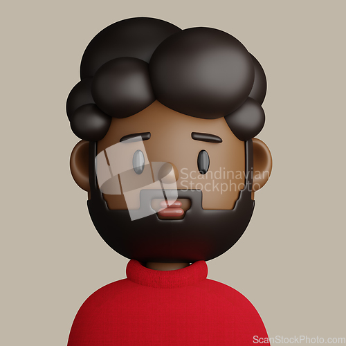 Image of 3D cartoon avatar of bearded black man