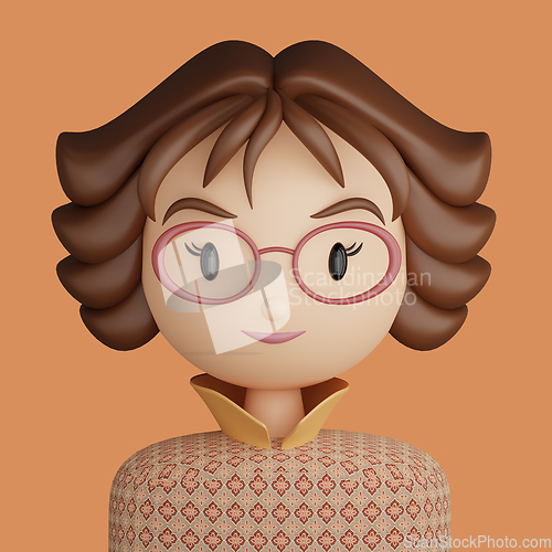 Image of 3D cartoon avatar of smiling young woman