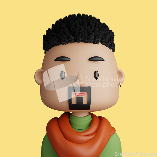Image of 3D cartoon avatar of smiling bearded man