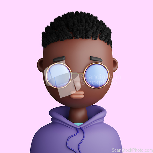 Image of 3D cartoon avatar of smiling young  black man